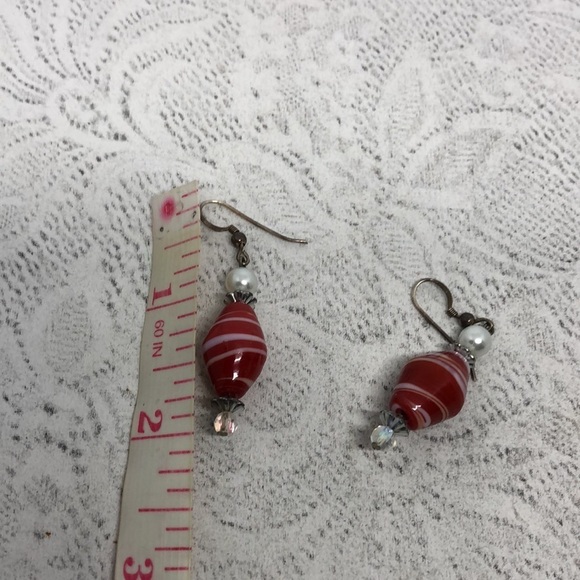 Vintage artisan Murano art glass style sterling silver earrings - Picture 3 of 4